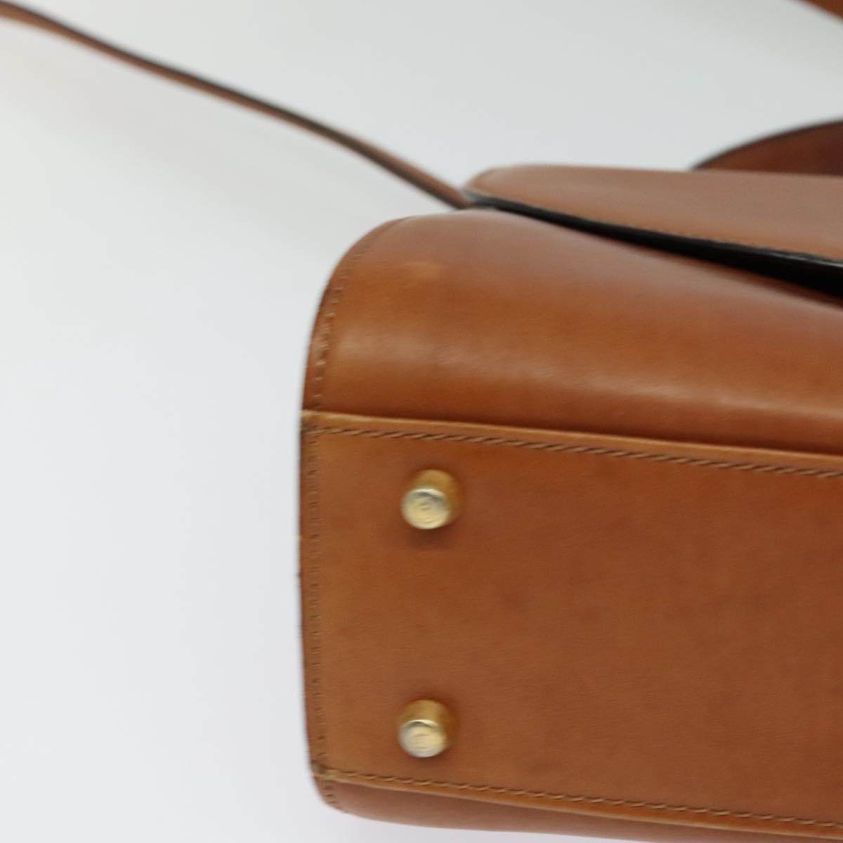 BALLY Shoulder Bag Leather Brown Gold Auth BA2749