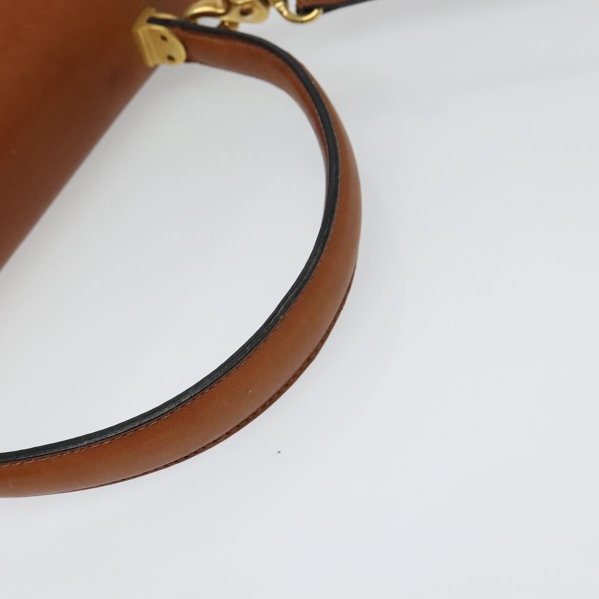 BALLY Shoulder Bag Leather Brown Gold Auth BA2749
