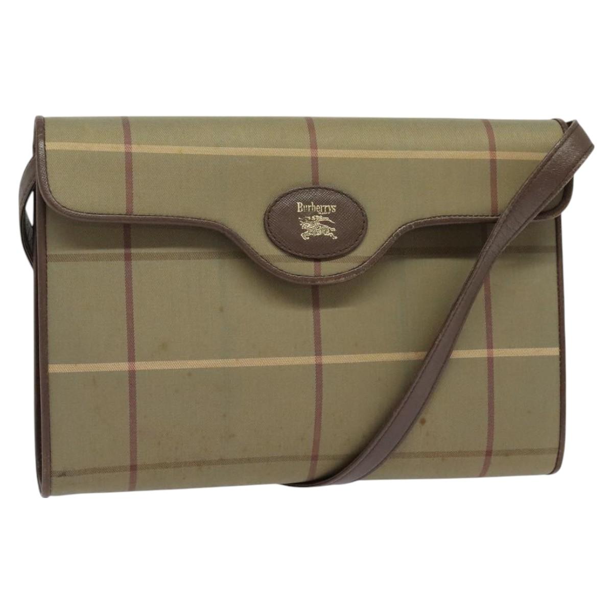 Burberrys Nova Check Shoulder Bag Canvas Beige Gold Auth BA2751