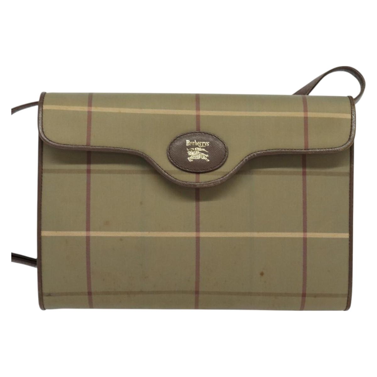 Burberrys Nova Check Shoulder Bag Canvas Beige Gold Auth BA2751