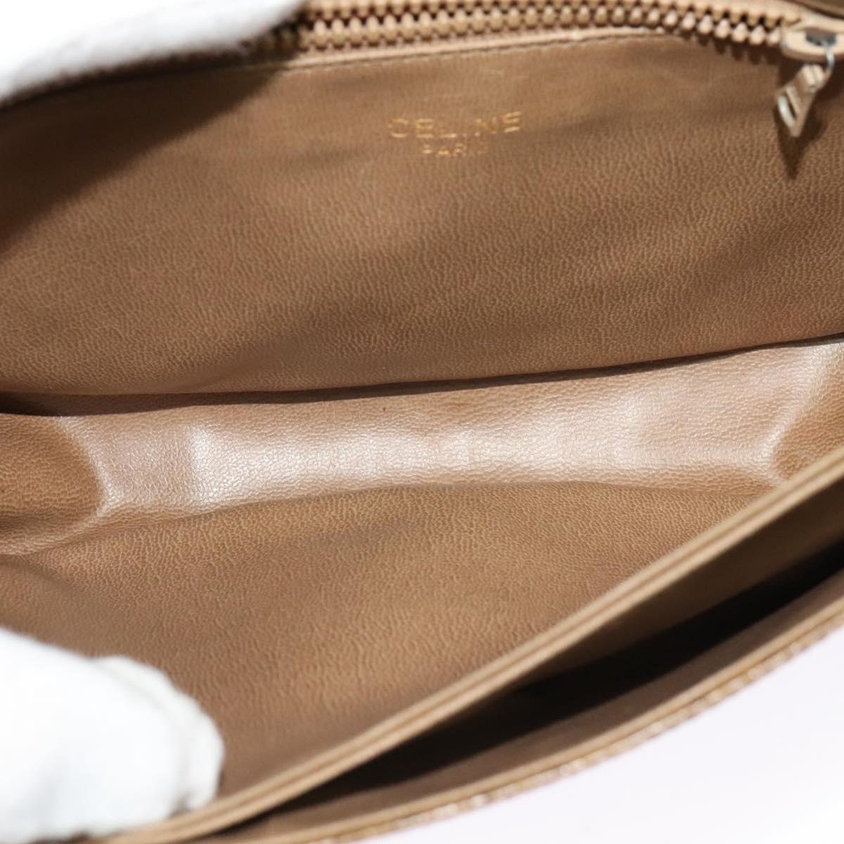 CELINE Macadam Canvas Shoulder Bag Brown Gold Auth BA2757