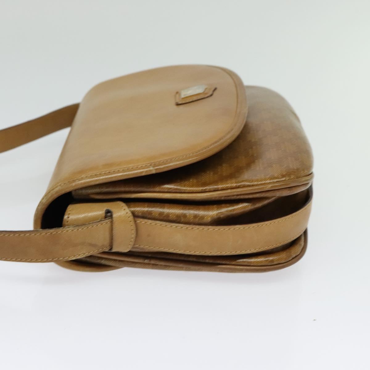 CELINE Macadam Canvas Shoulder Bag Brown Gold Auth BA2757