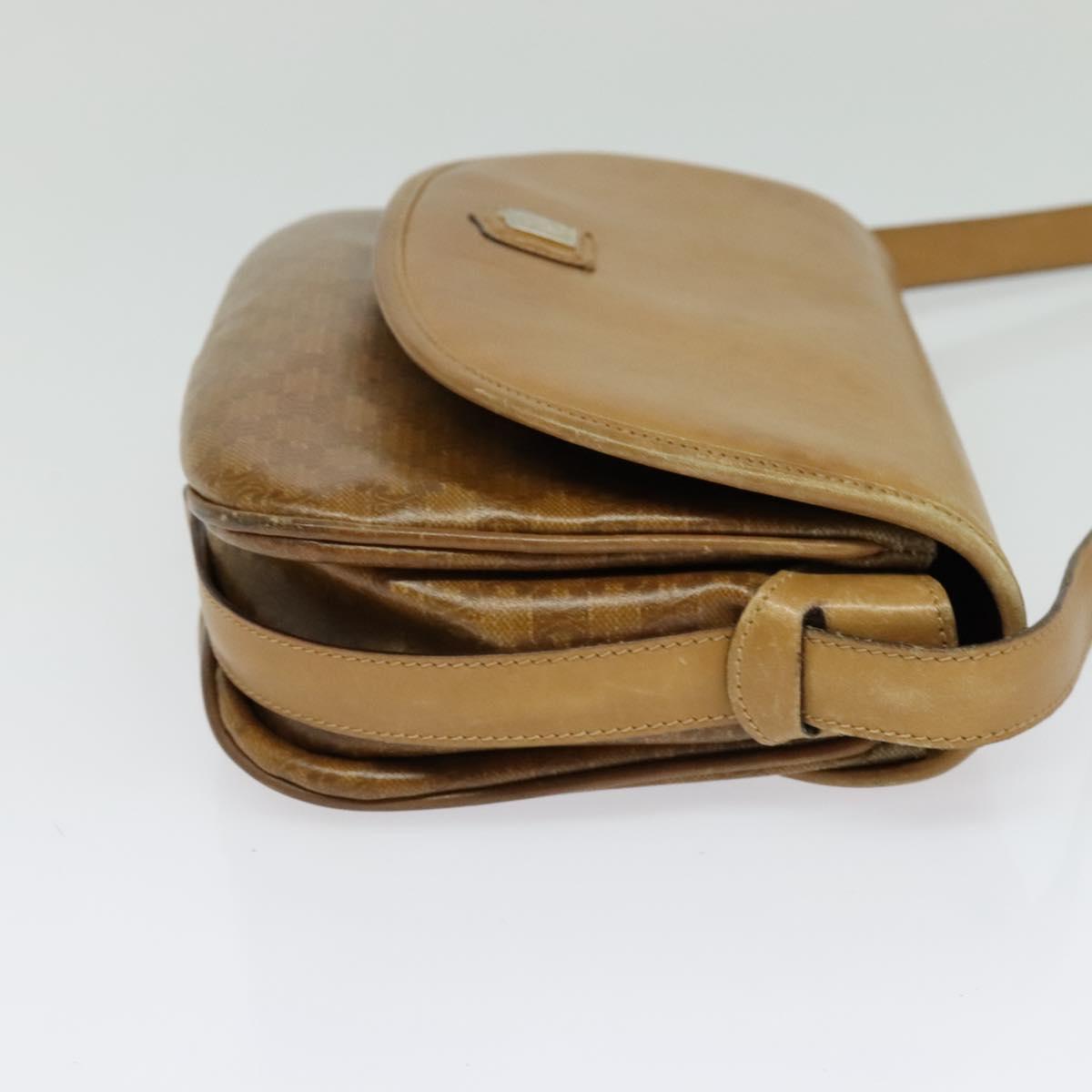 CELINE Macadam Canvas Shoulder Bag Brown Gold Auth BA2757
