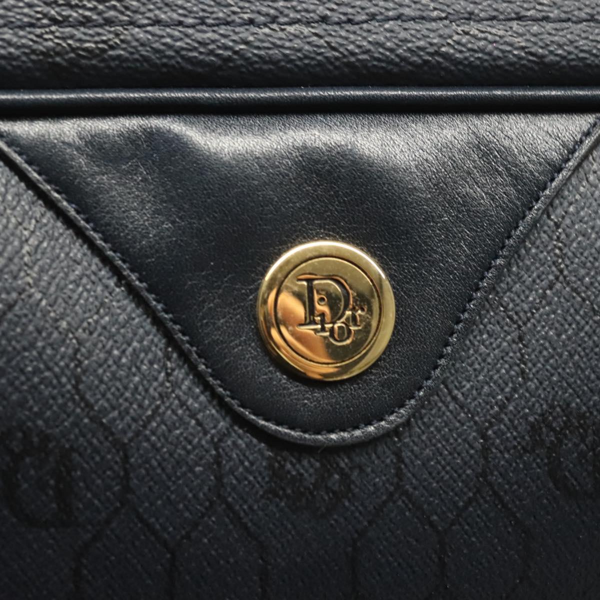 Christian Dior Honeycomb Canvas Shoulder Bag PVC Navy gold Auth BA2781
