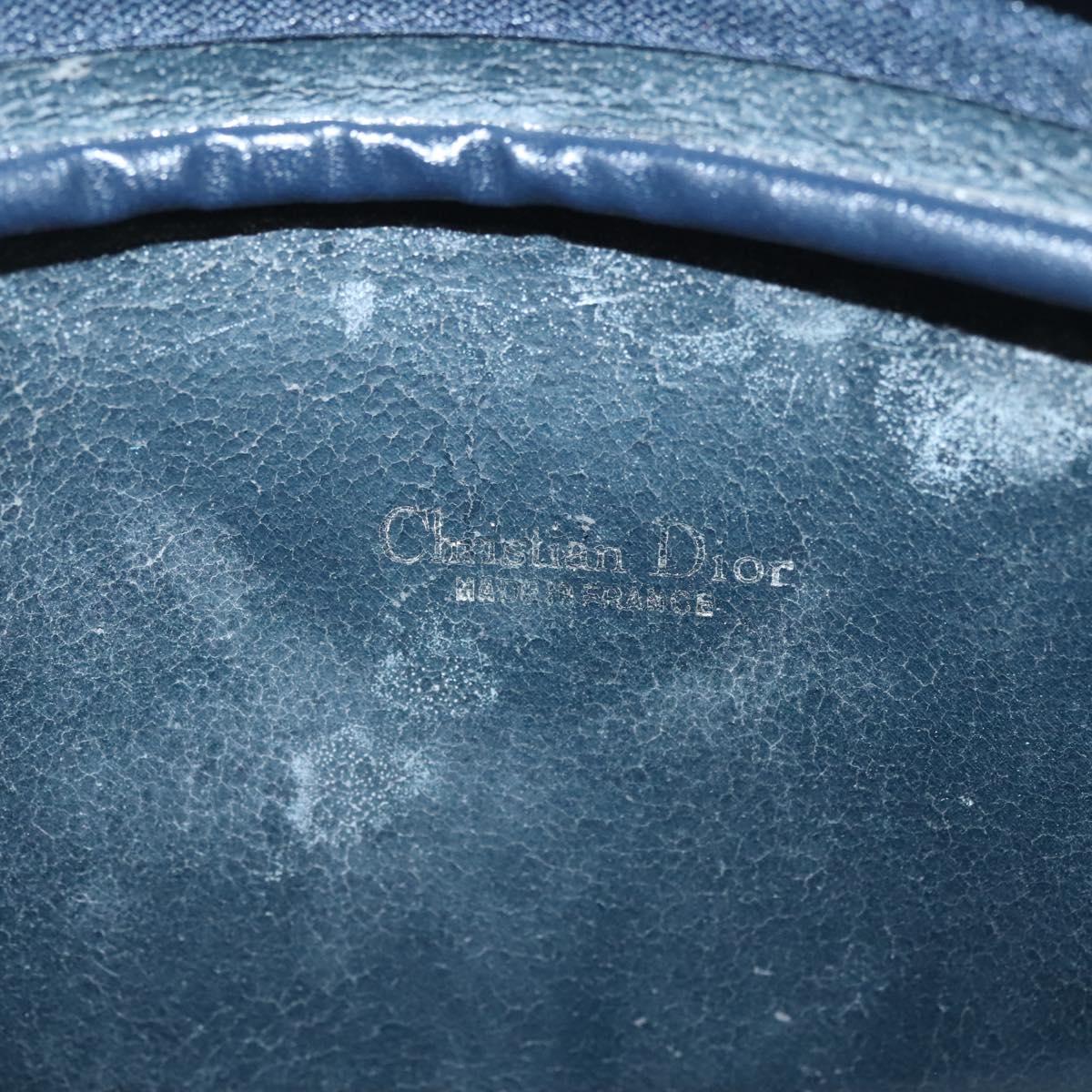 Christian Dior Honeycomb Canvas Shoulder Bag PVC Navy gold Auth BA2781