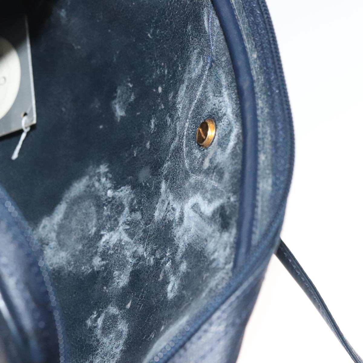 Christian Dior Honeycomb Canvas Shoulder Bag PVC Navy gold Auth BA2781