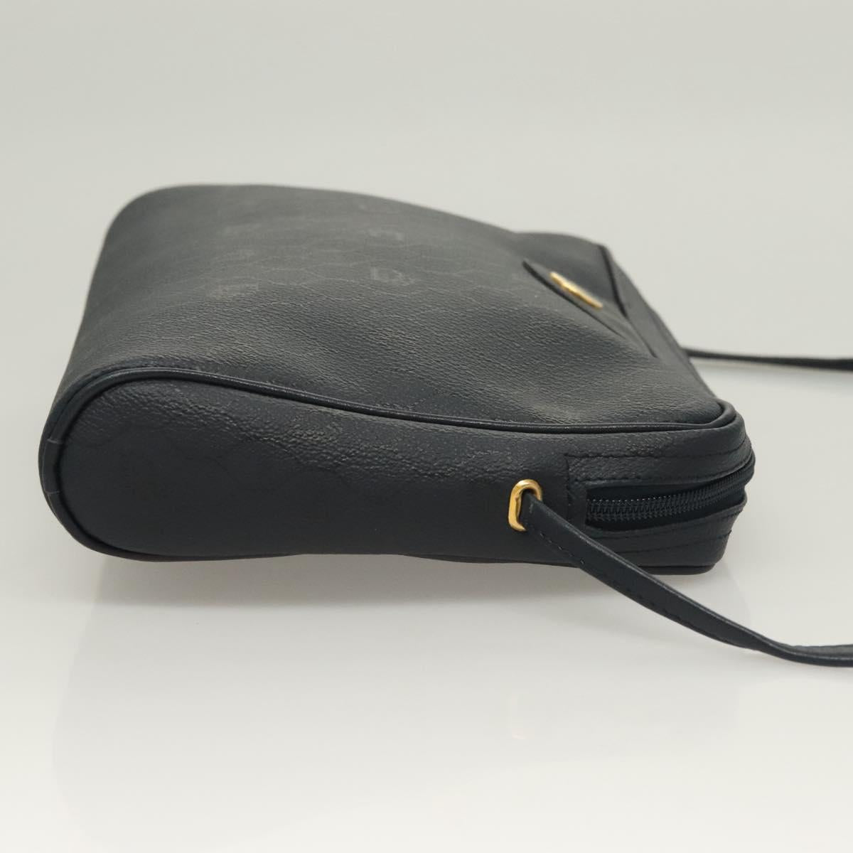 Christian Dior Honeycomb Canvas Shoulder Bag PVC Navy gold Auth BA2781
