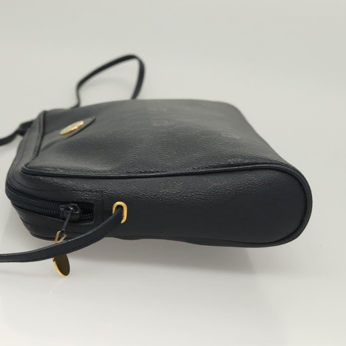 Christian Dior Honeycomb Canvas Shoulder Bag PVC Navy gold Auth BA2781