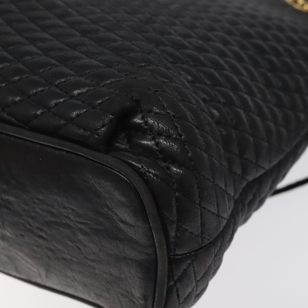 BALLY Chain Shoulder Bag Leather Black Gold Auth BA2785