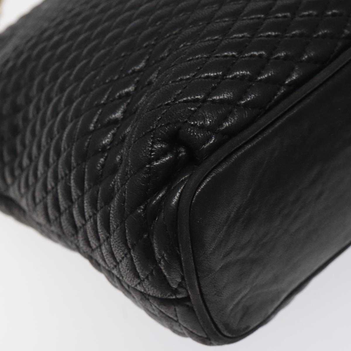 BALLY Chain Shoulder Bag Leather Black Gold Auth BA2785