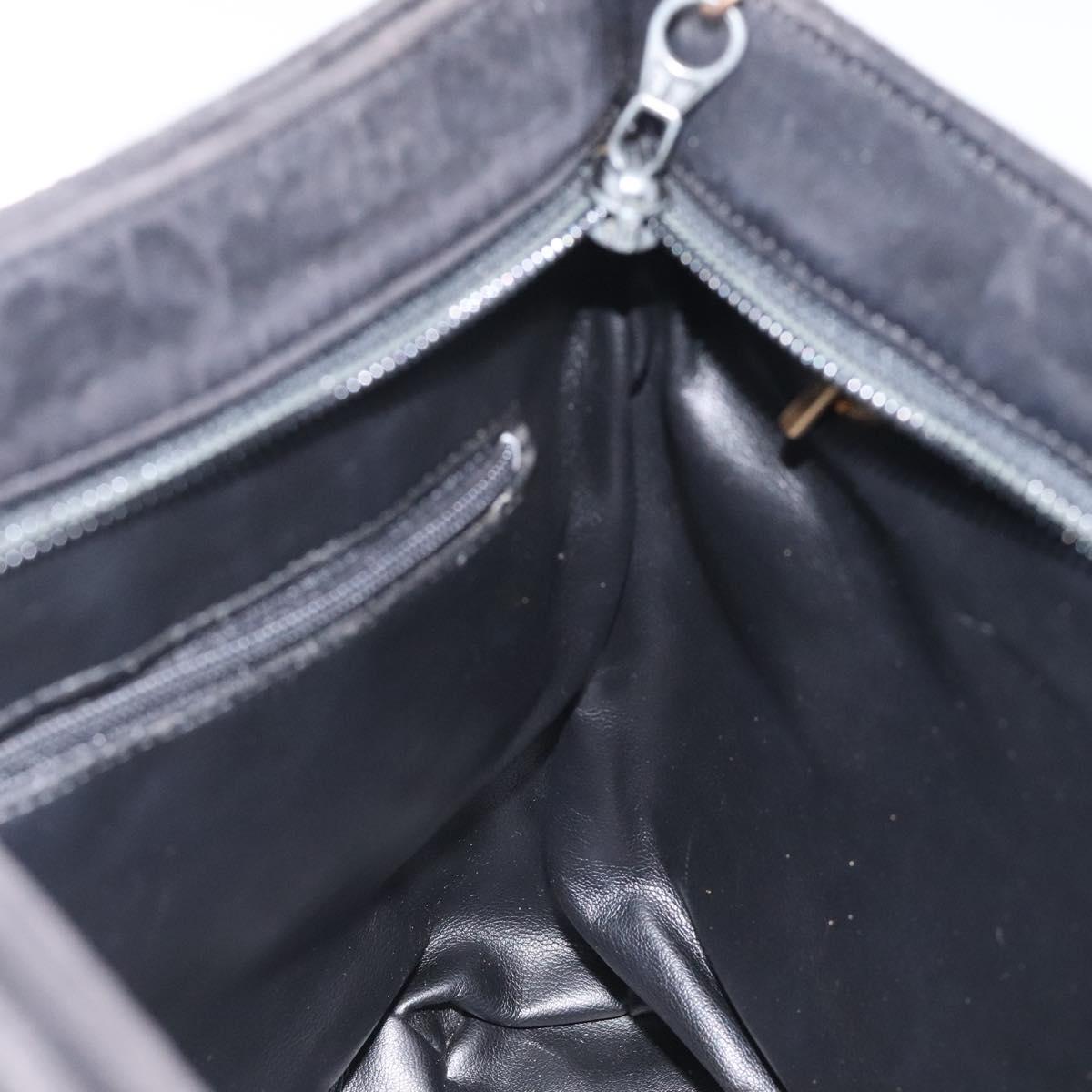 BALLY Chain Shoulder Bag Leather Black Gold Auth BA2785