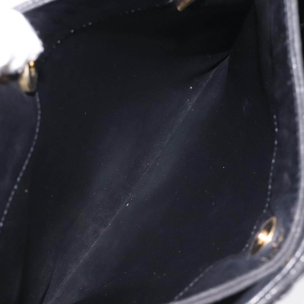 BALLY Chain Shoulder Bag Leather Black Gold Auth BA2785