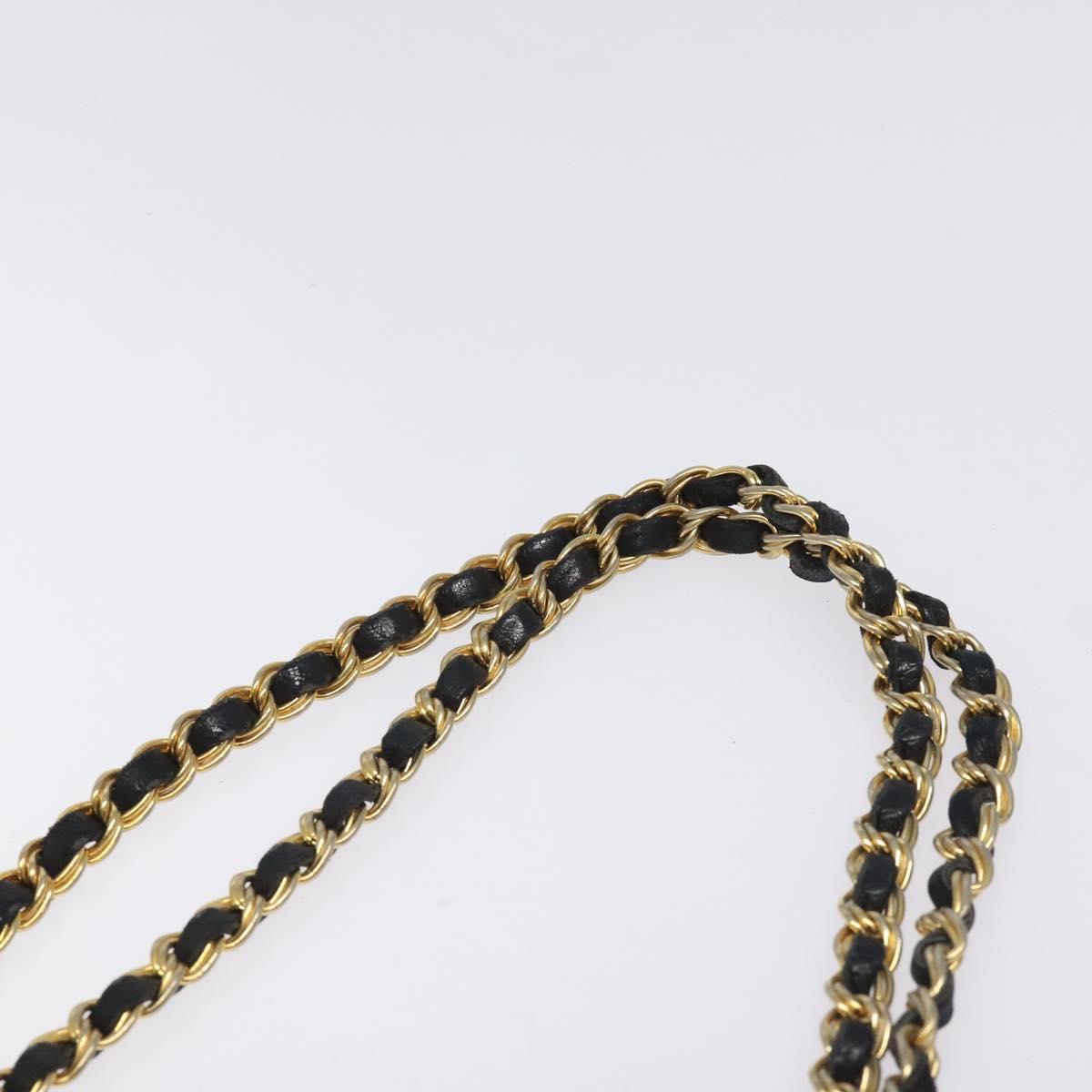 BALLY Chain Shoulder Bag Leather Black Gold Auth BA2785