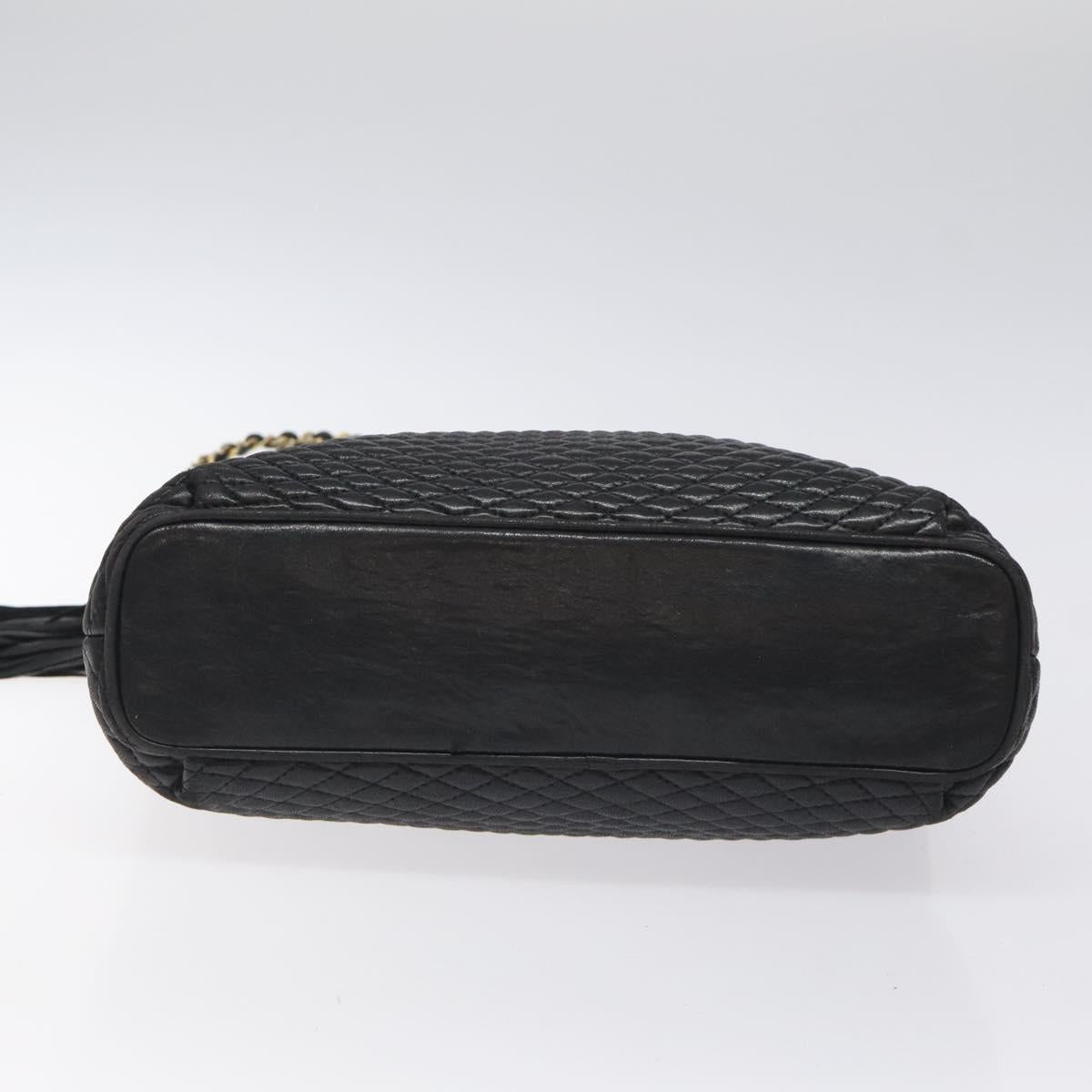 BALLY Chain Shoulder Bag Leather Black Gold Auth BA2785