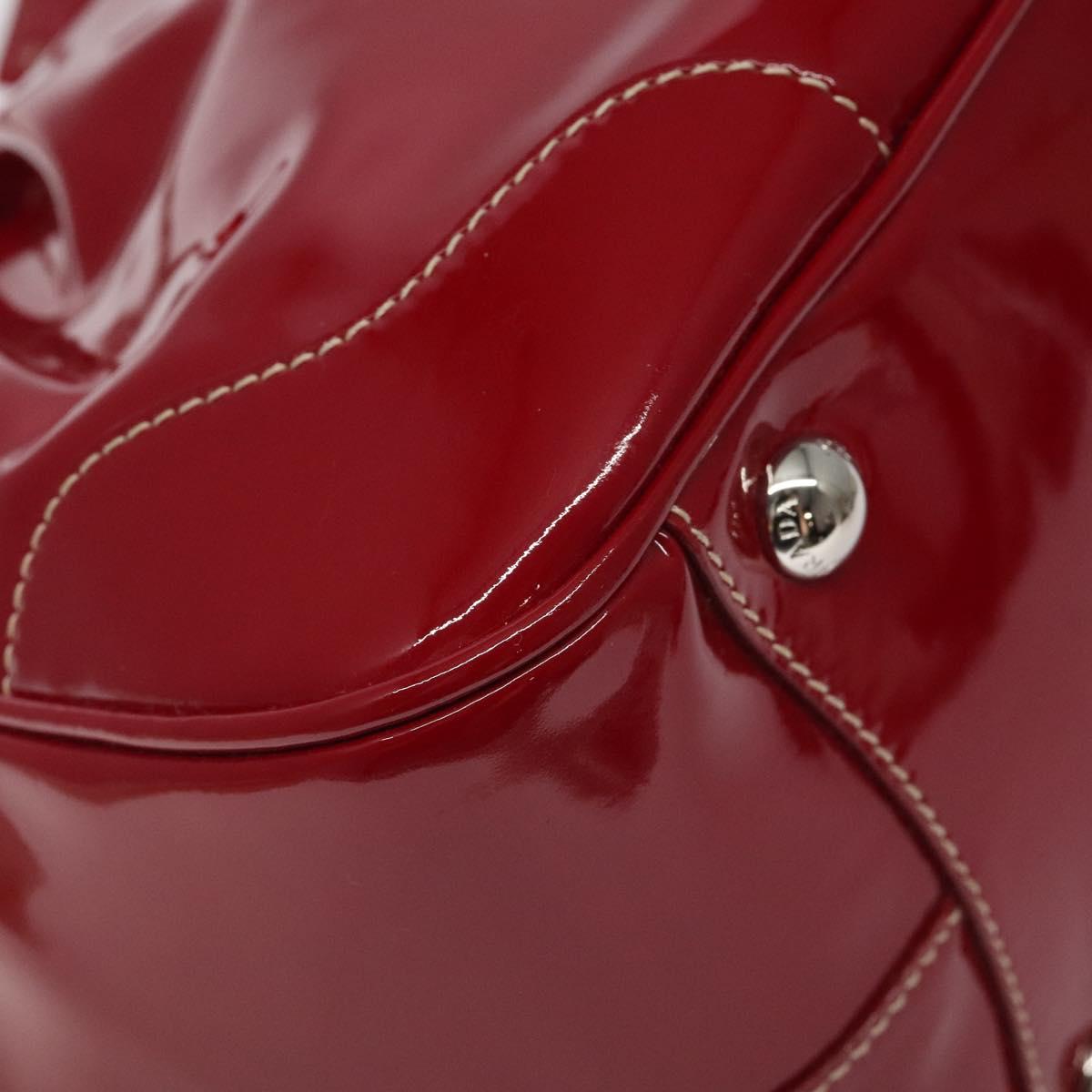 PRADA Hand Bag Enamel Red Silver Auth BA2814