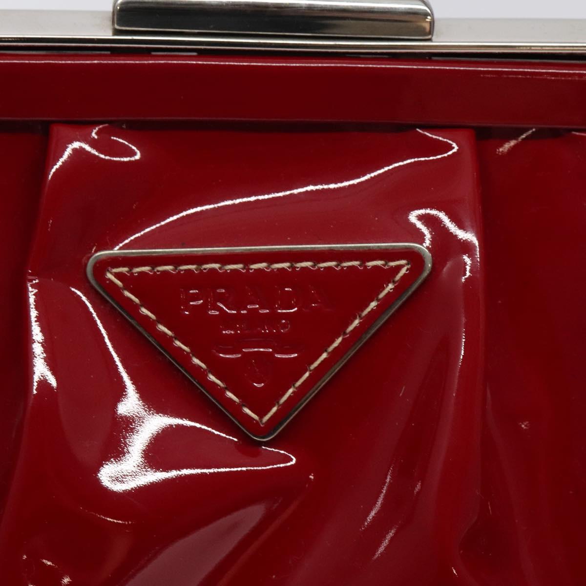 PRADA Hand Bag Enamel Red Silver Auth BA2814