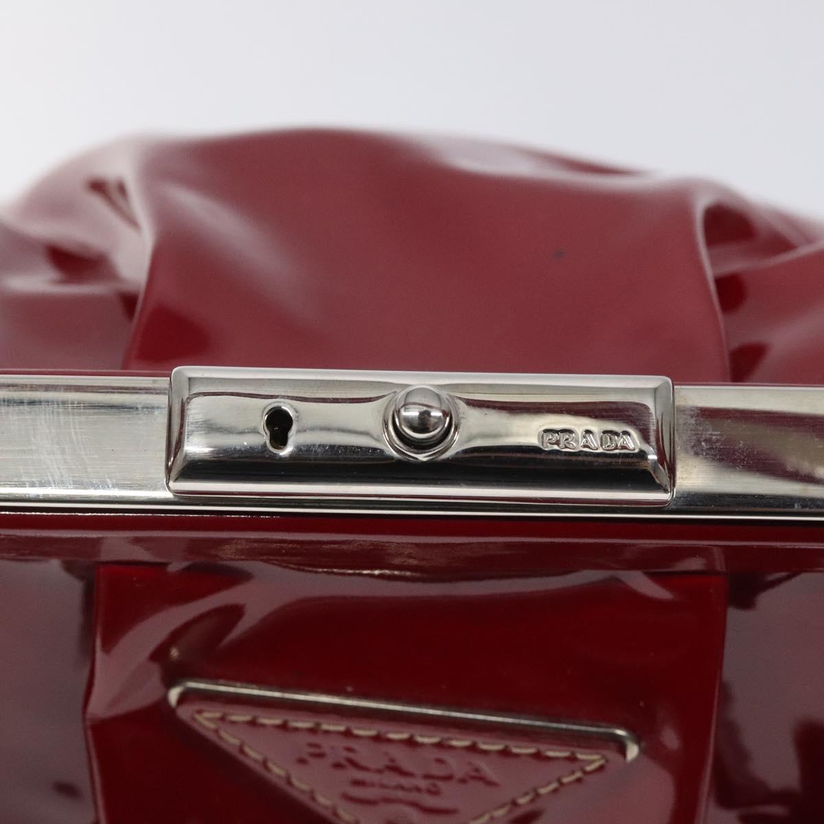 PRADA Hand Bag Enamel Red Silver Auth BA2814