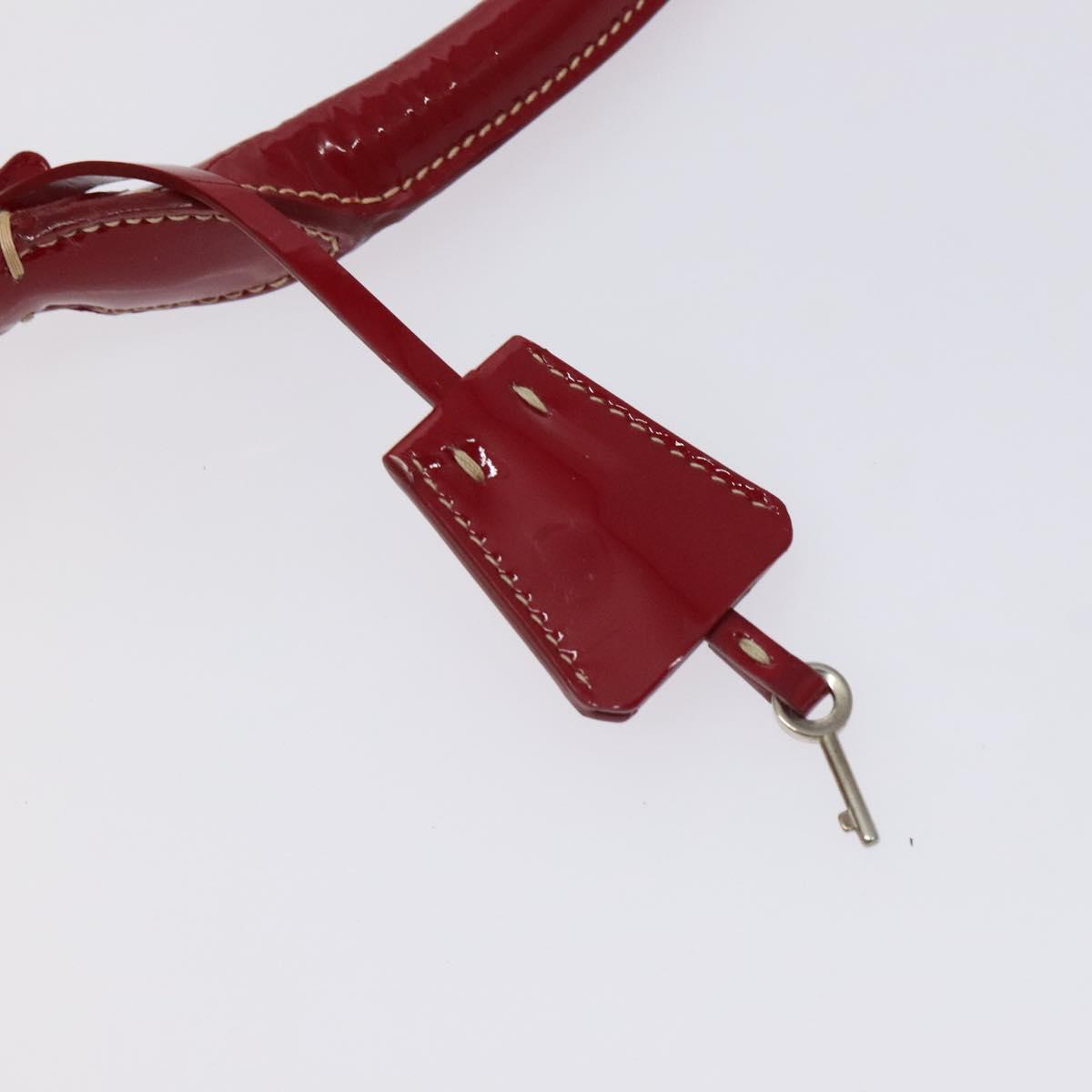 PRADA Hand Bag Enamel Red Silver Auth BA2814