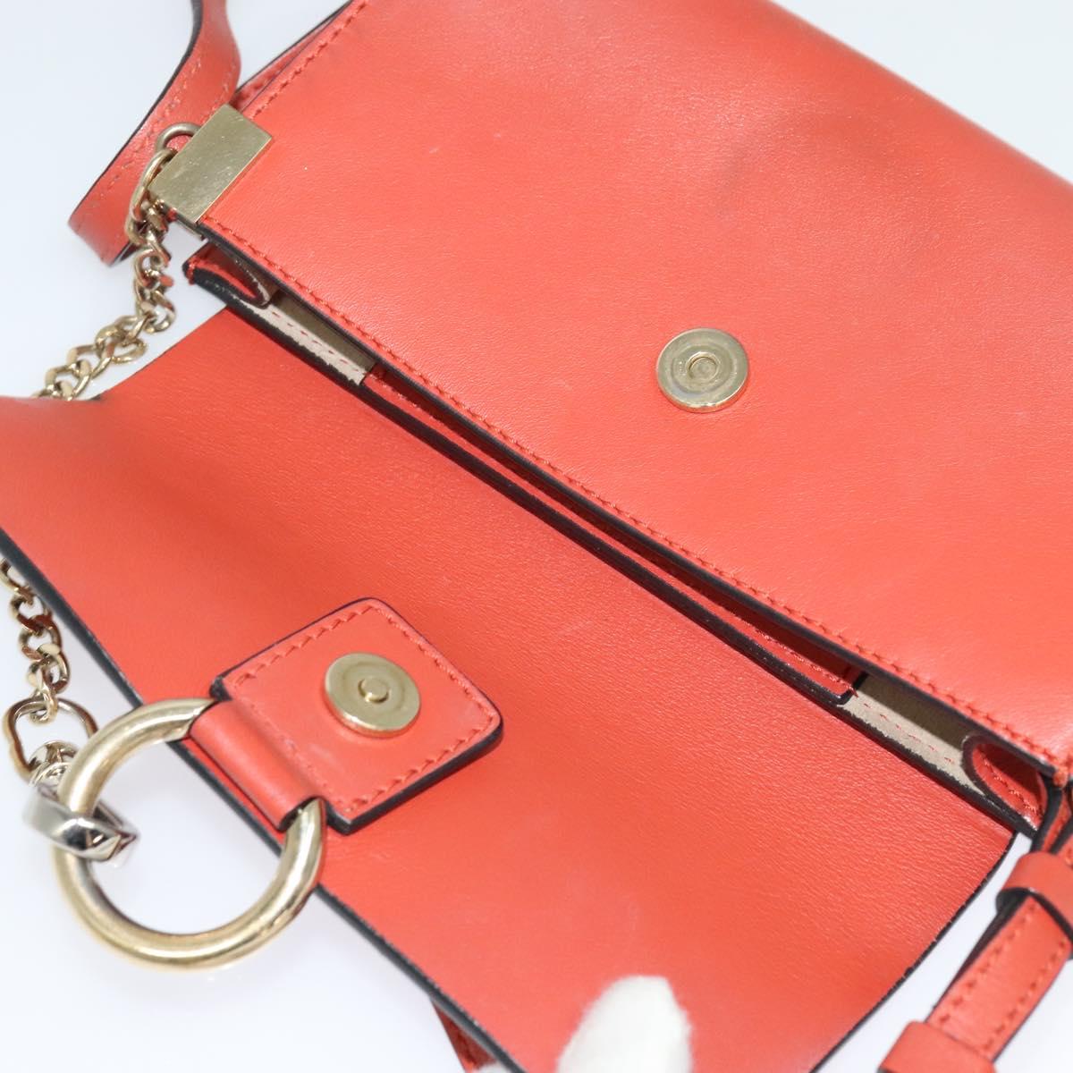 Chloe Faye Small Shoulder Bag Leather Suede Red Gold Auth BA2824