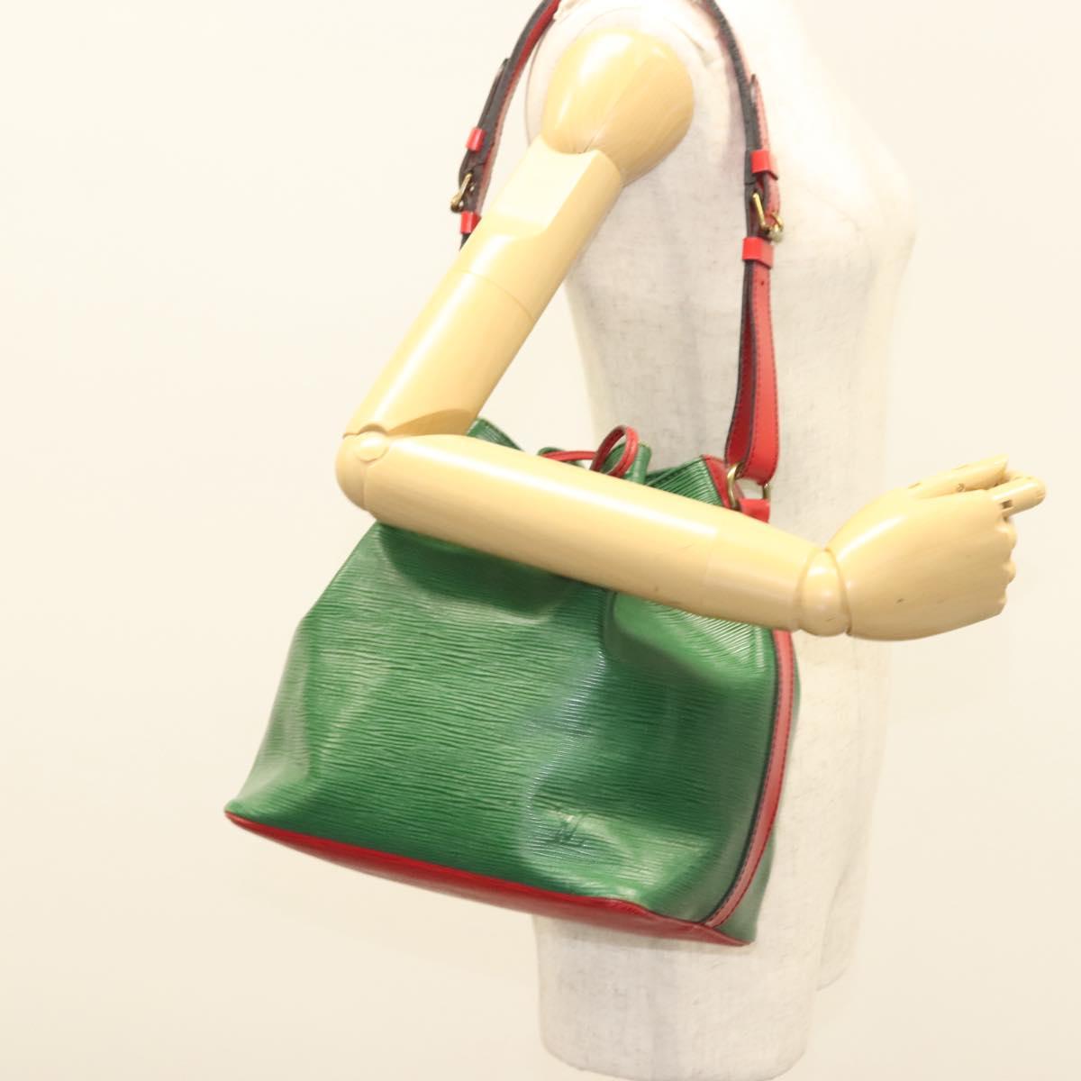 LOUIS VUITTON Epi Petit Noe Shoulder Bag Bicolor Green Red M44147 LV Auth BA2850