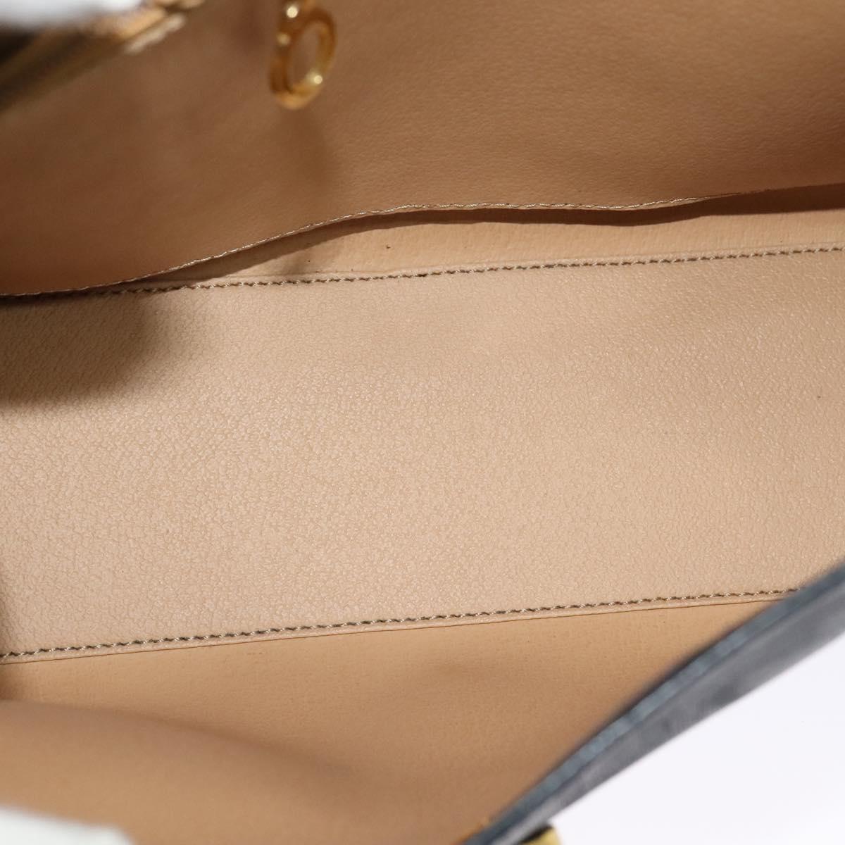 Christian Dior Trotter Canvas Hand Bag PVC 2way Navy Gold Auth BA2861