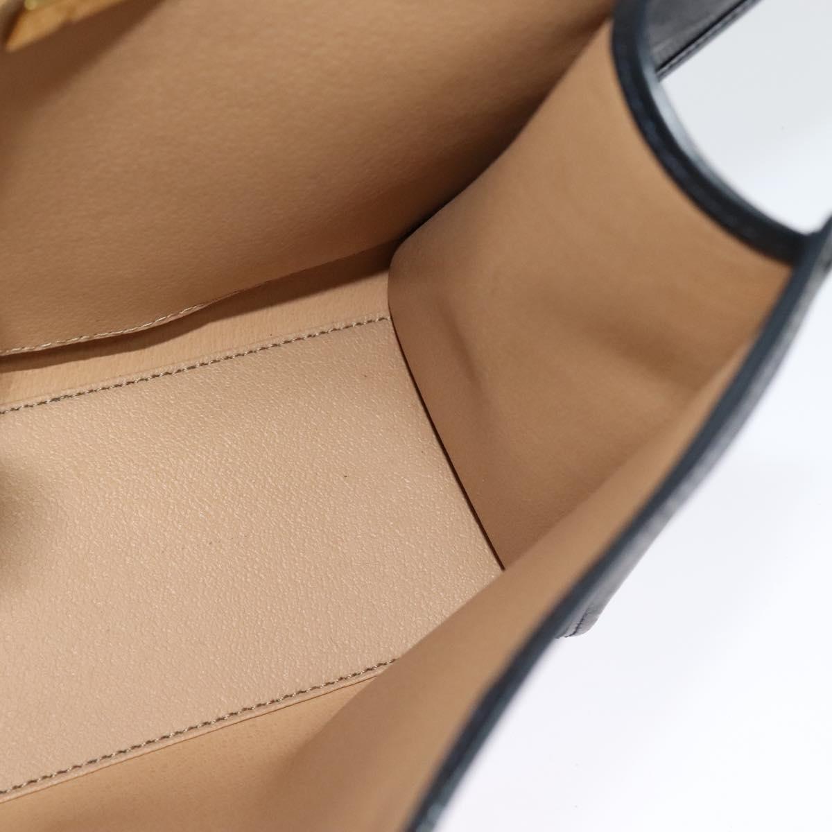 Christian Dior Trotter Canvas Hand Bag PVC 2way Navy Gold Auth BA2861