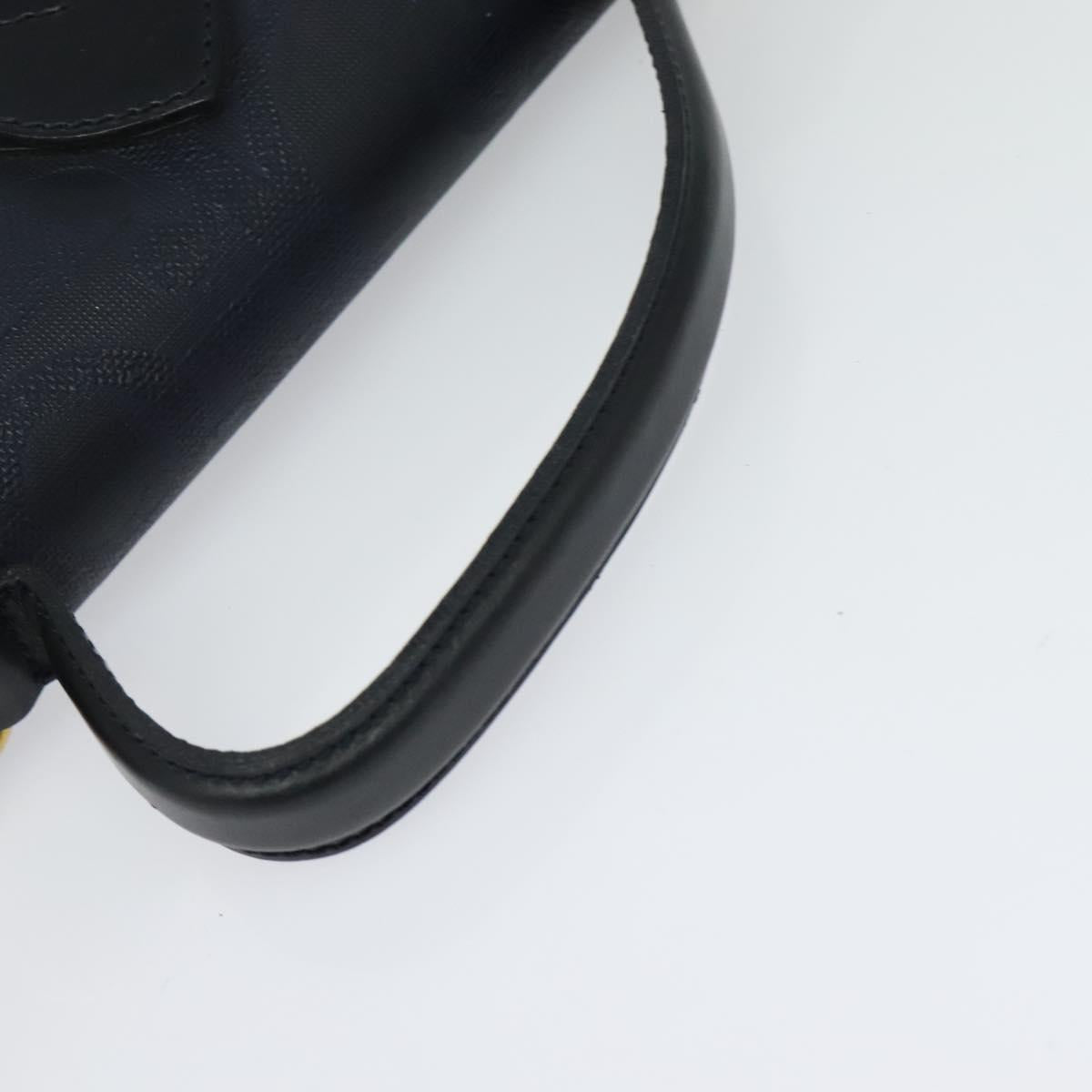 Christian Dior Trotter Canvas Hand Bag PVC 2way Navy Gold Auth BA2861