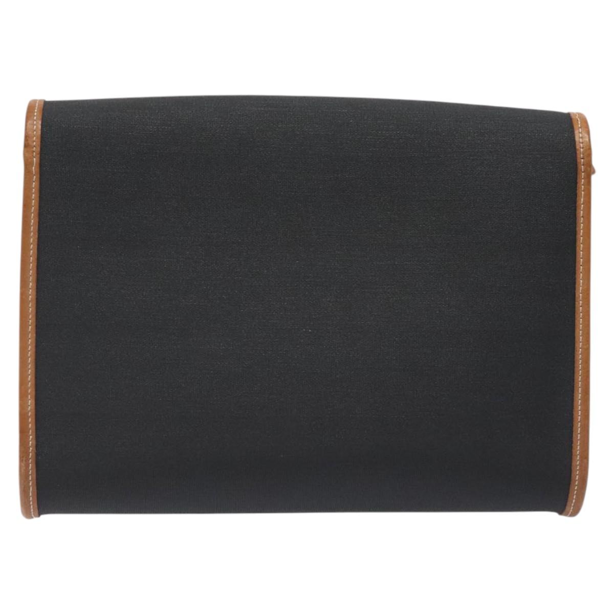 Christian Dior Shoulder Bag PVC Leather Black Gold Auth BA2862