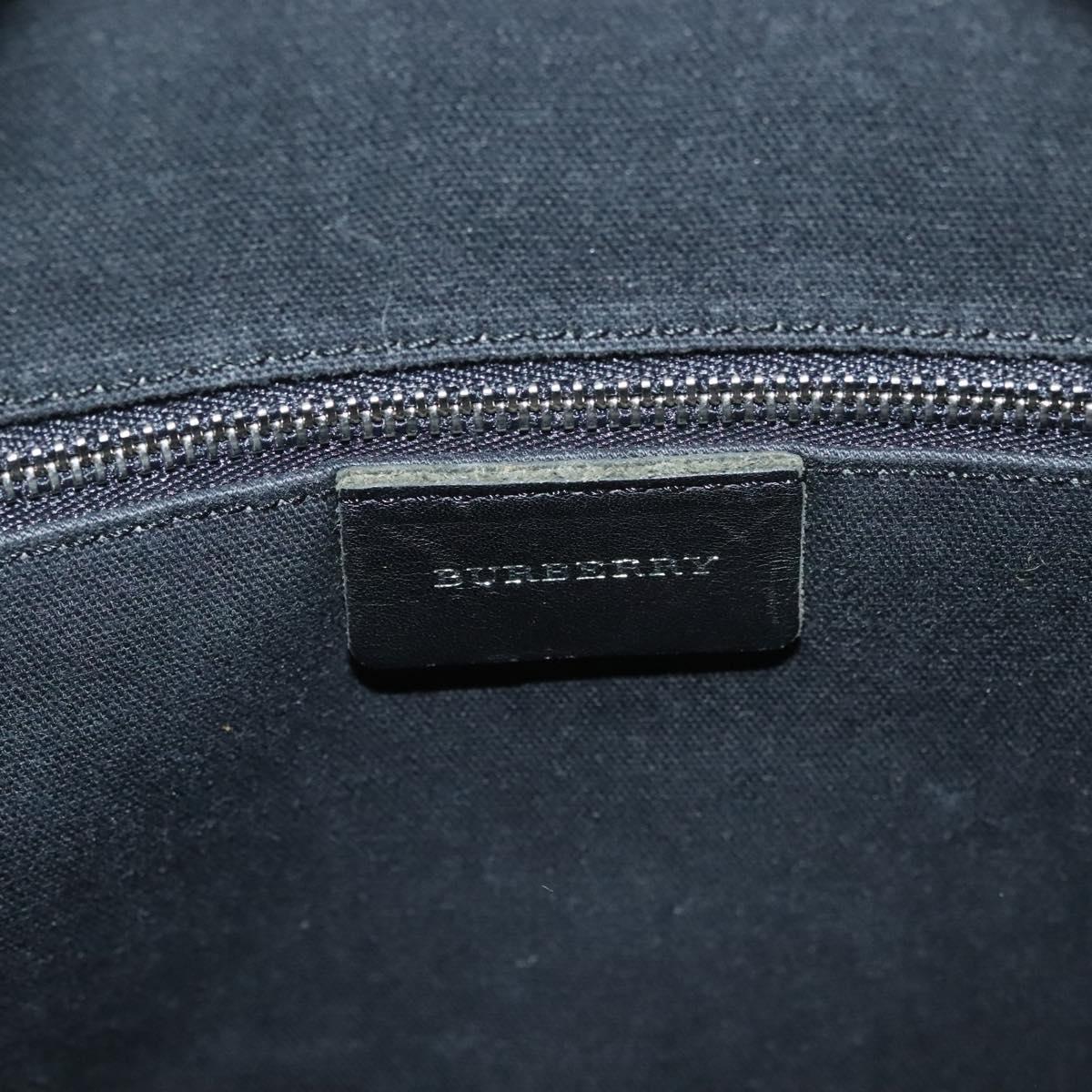 BURBERRY Nova Check Hand Bag Wool Black Silver Auth BA2877