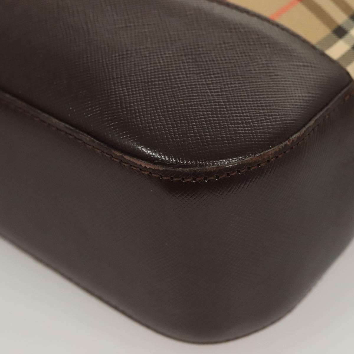 BURBERRY Nova Check Tote Bag Canvas Beige Silver Auth BA2880