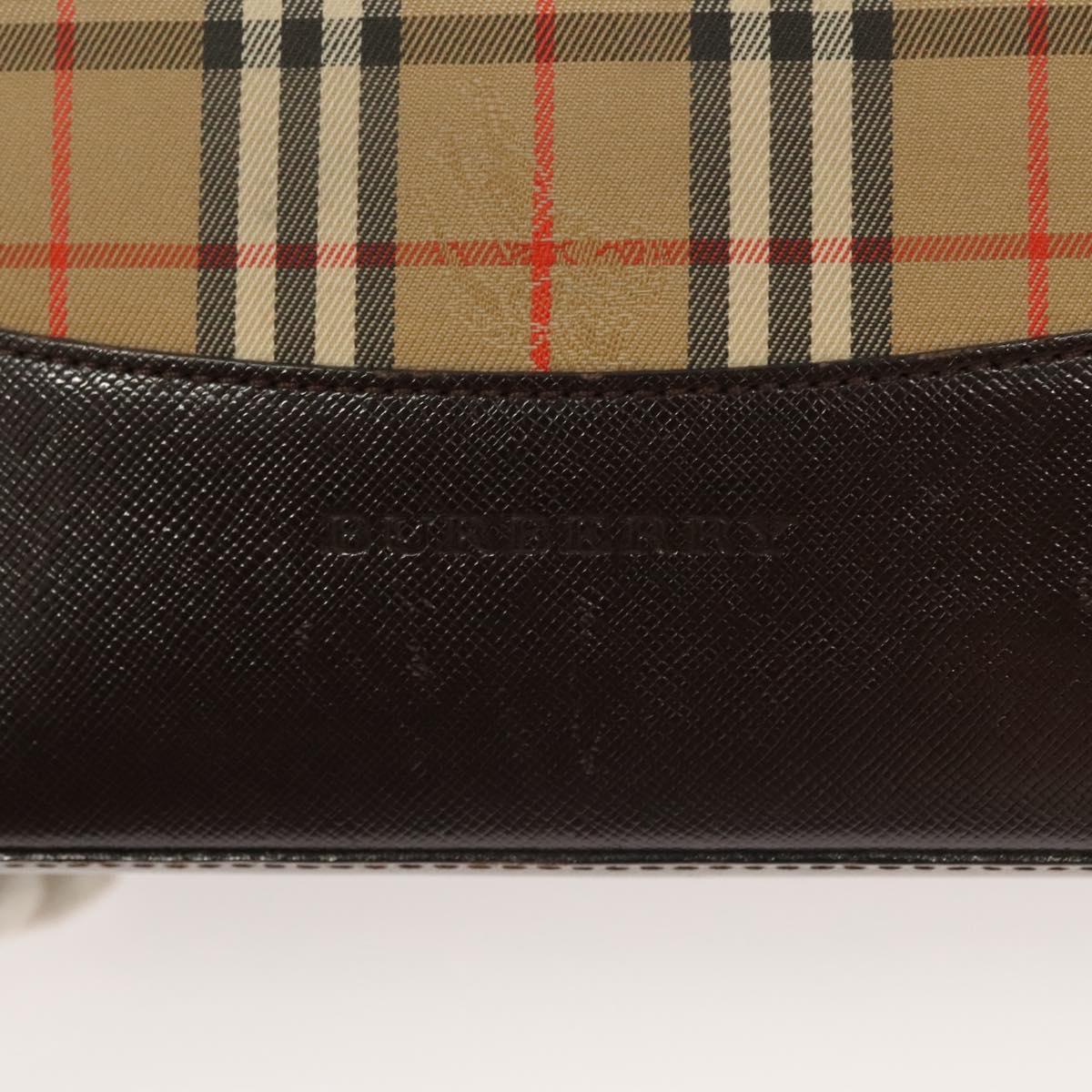 BURBERRY Nova Check Tote Bag Canvas Beige Silver Auth BA2880