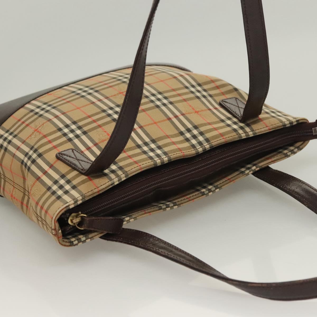 BURBERRY Nova Check Tote Bag Canvas Beige Silver Auth BA2880