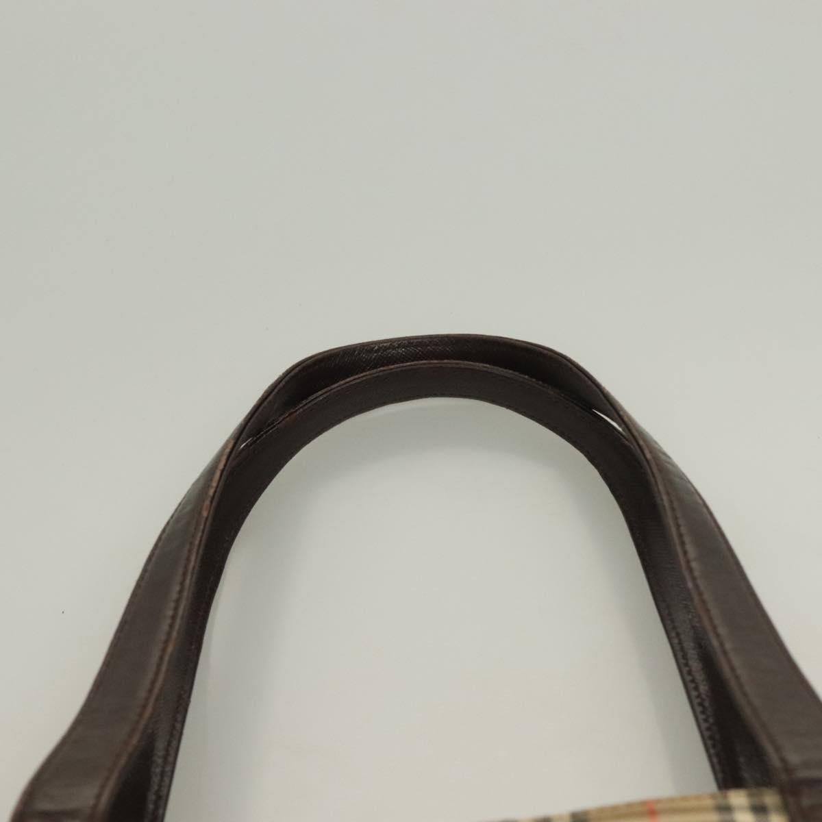 BURBERRY Nova Check Tote Bag Canvas Beige Silver Auth BA2880