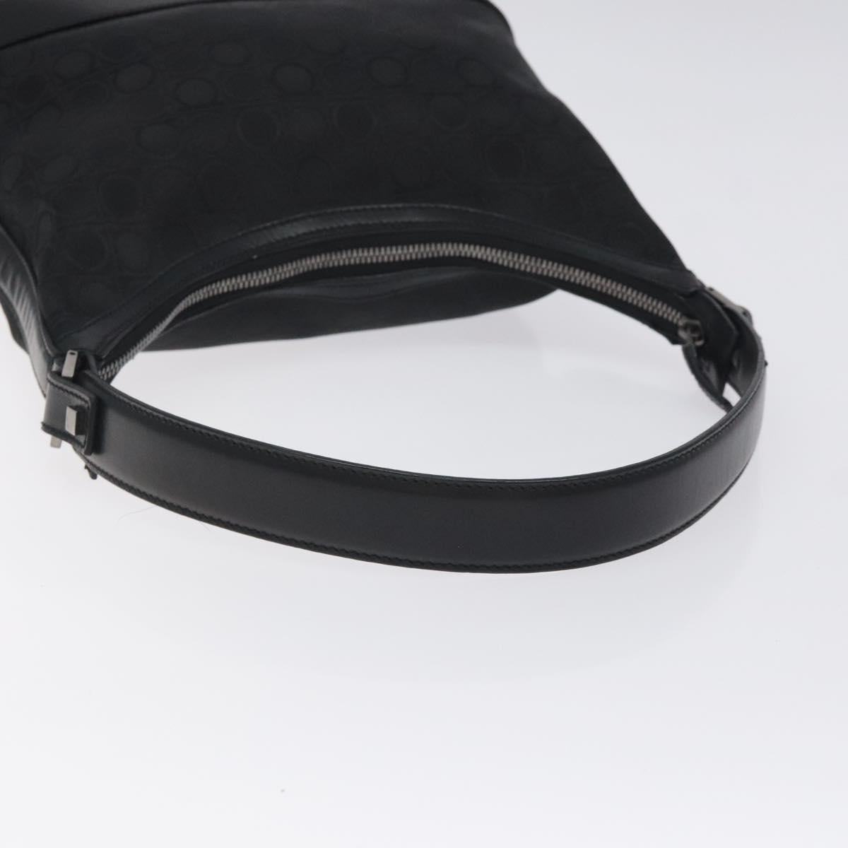 Salvatore Ferragamo Gancini Shoulder Bag Canvas Black Auth BA2888