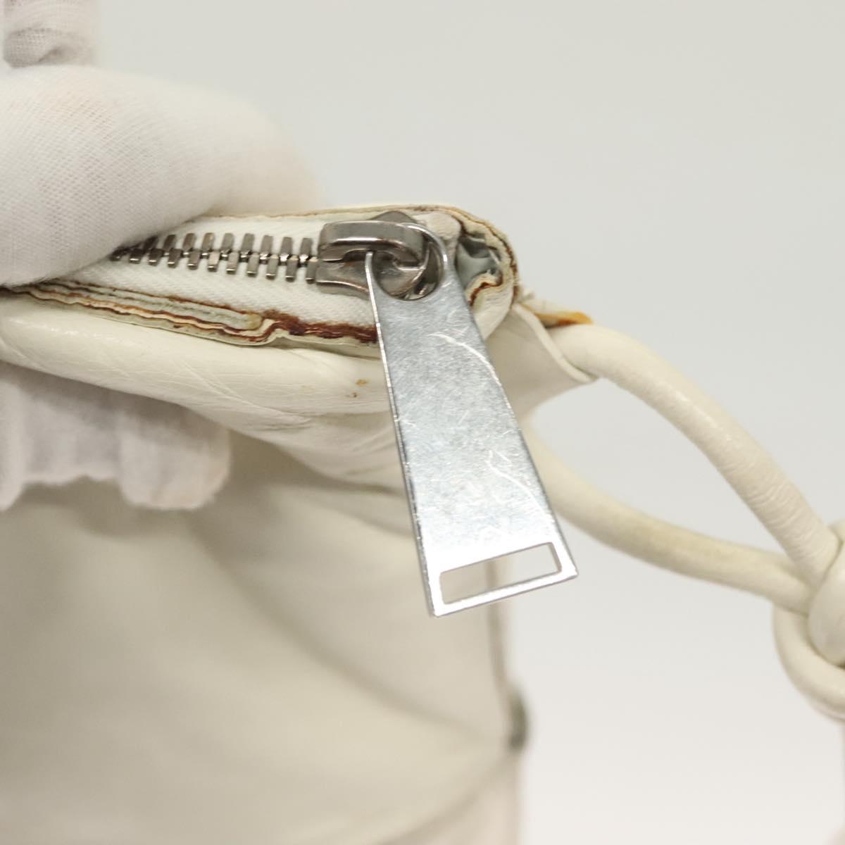 BOTTEGA VENETA MAXI INTRECCIATO Clutch Bag Leather Silver White Auth BA2892