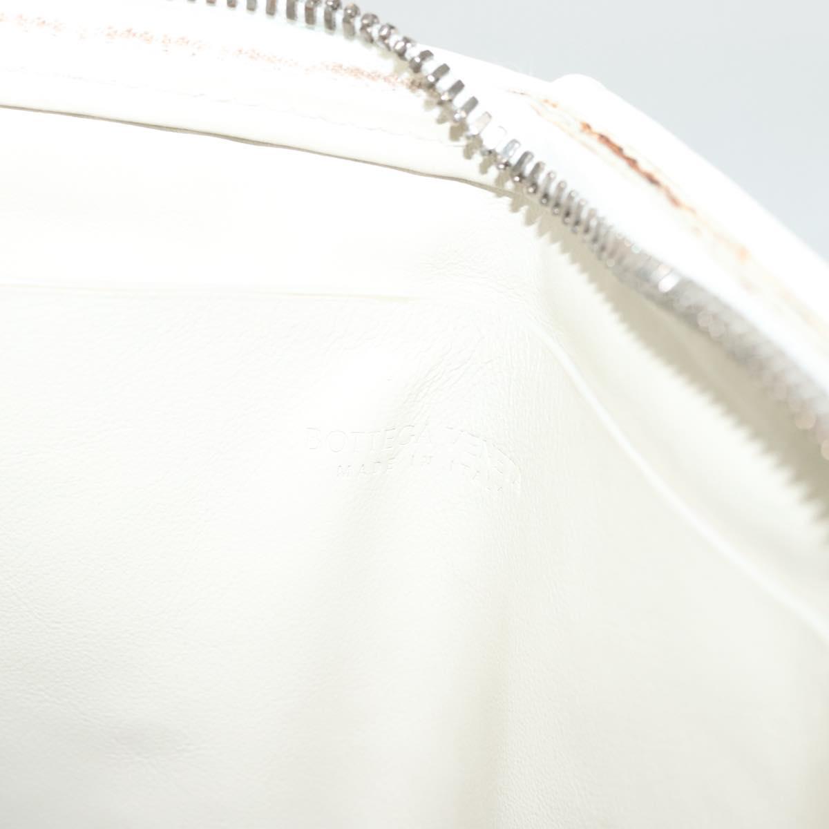 BOTTEGA VENETA MAXI INTRECCIATO Clutch Bag Leather Silver White Auth BA2892