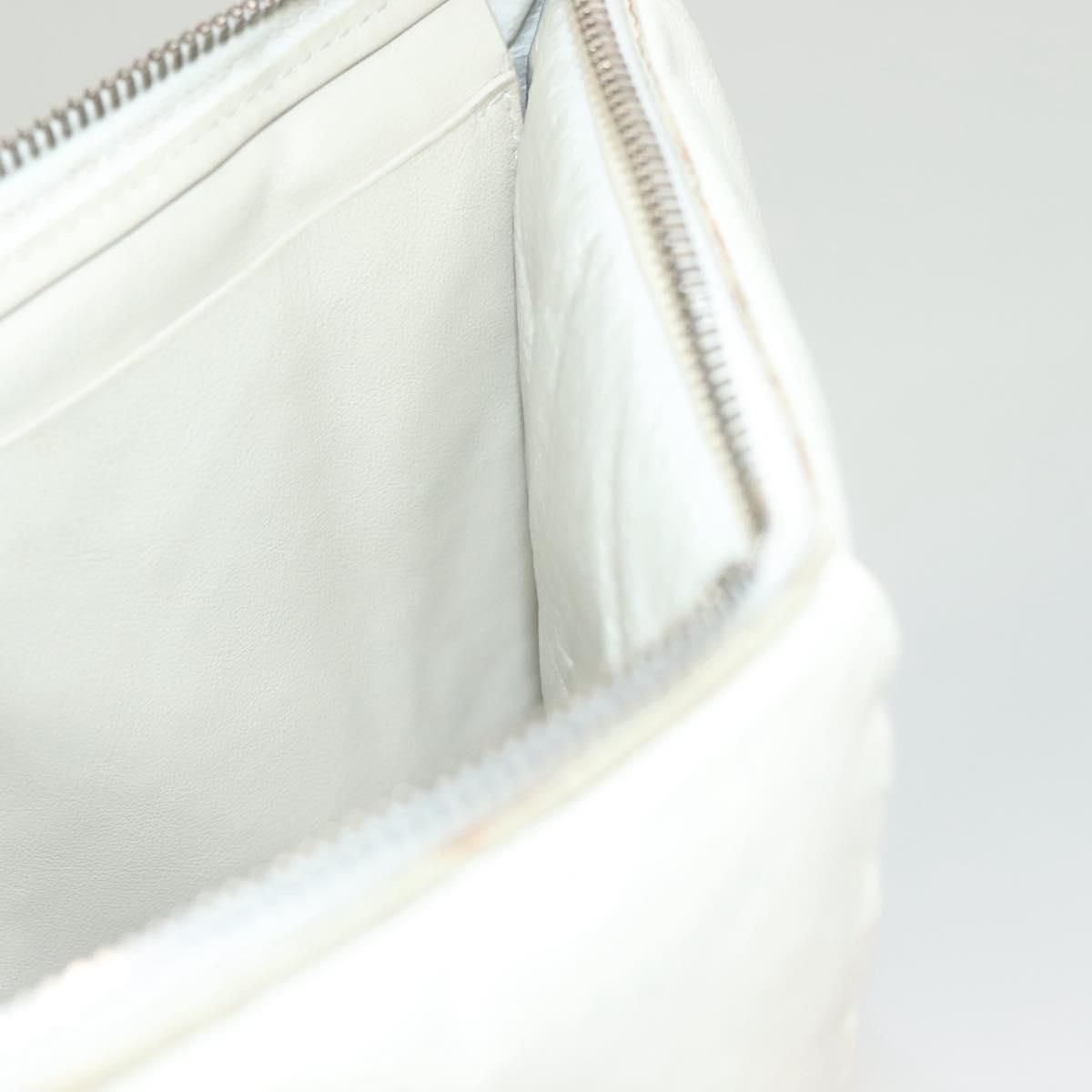 BOTTEGA VENETA MAXI INTRECCIATO Clutch Bag Leather Silver White Auth BA2892