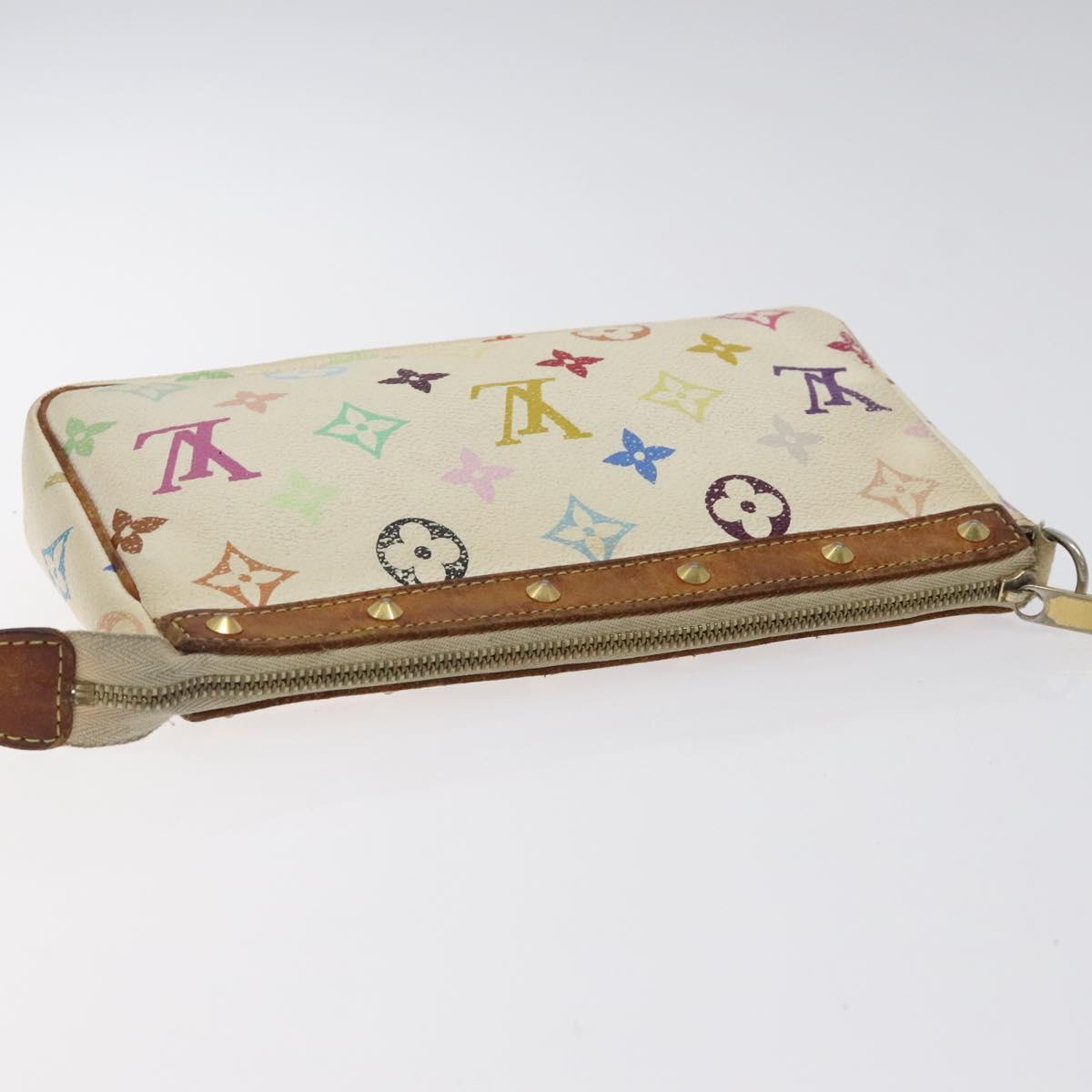 LOUIS VUITTON Multicolor Pochette Accessoires Pouch White M92649 Auth BA2896