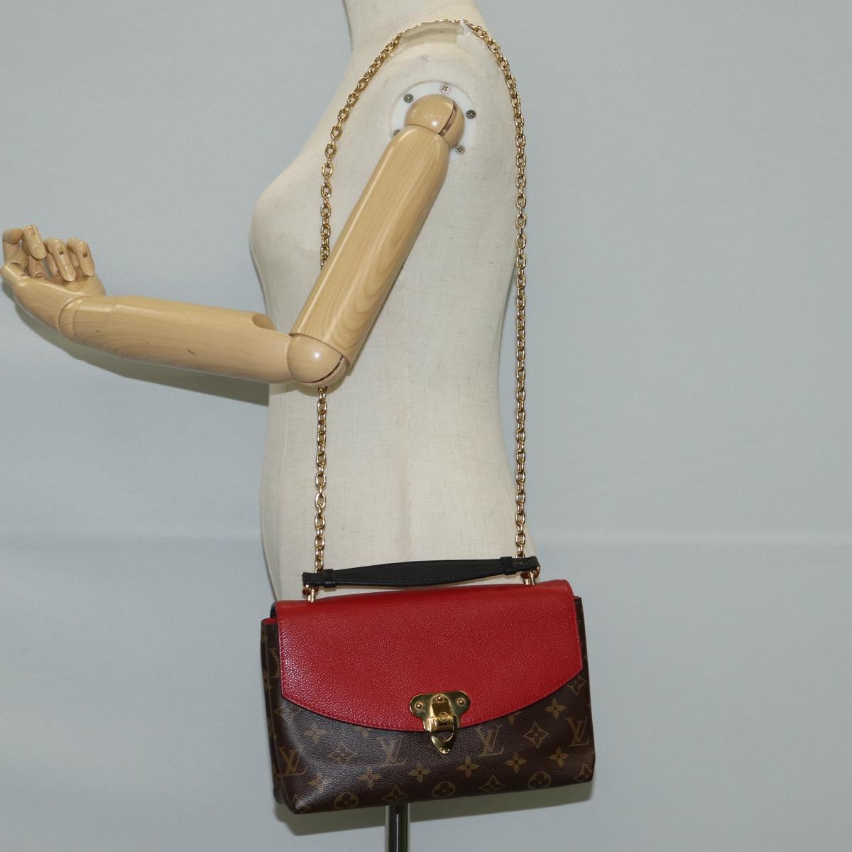 LOUIS VUITTON Monogram Sun Placide Shoulder Bag Red M43713 LV Auth BA2903M