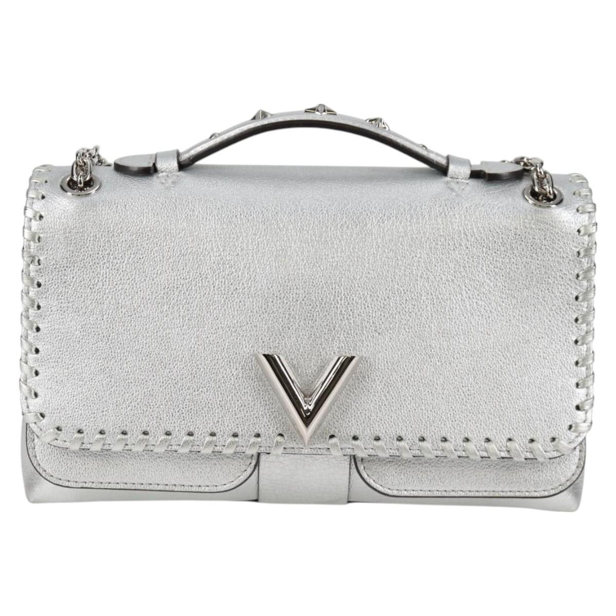 LOUIS VUITTON Chain Very Shoulder Bag Leather Silver M43201 LV Auth BA2904M