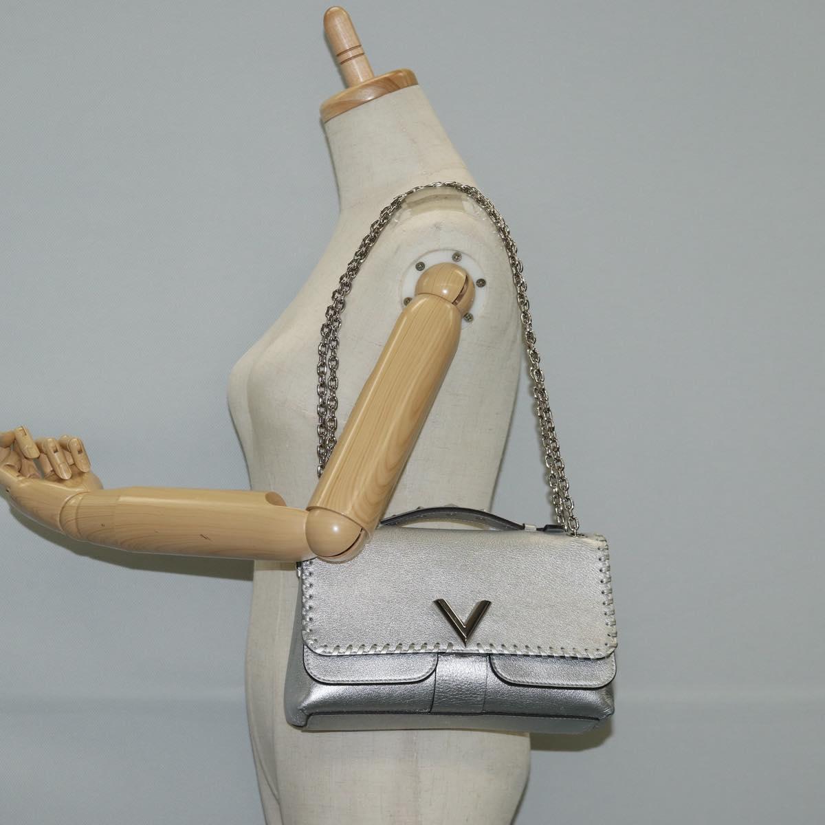 LOUIS VUITTON Chain Very Shoulder Bag Leather Silver M43201 LV Auth BA2904M