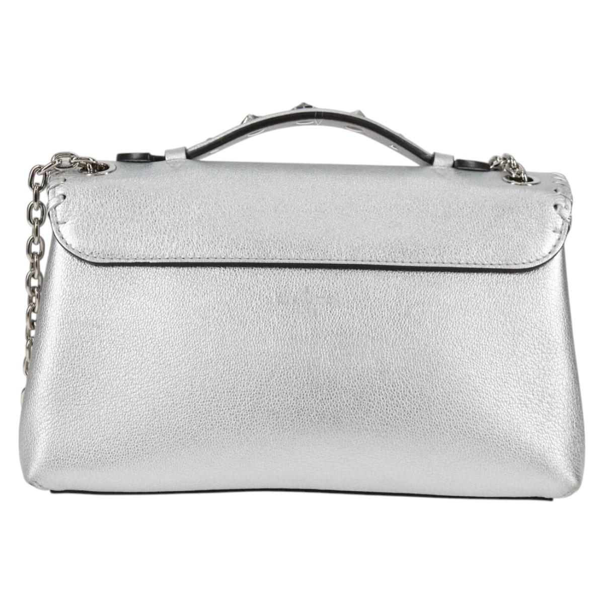 LOUIS VUITTON Chain Very Shoulder Bag Leather Silver M43201 LV Auth BA2904M