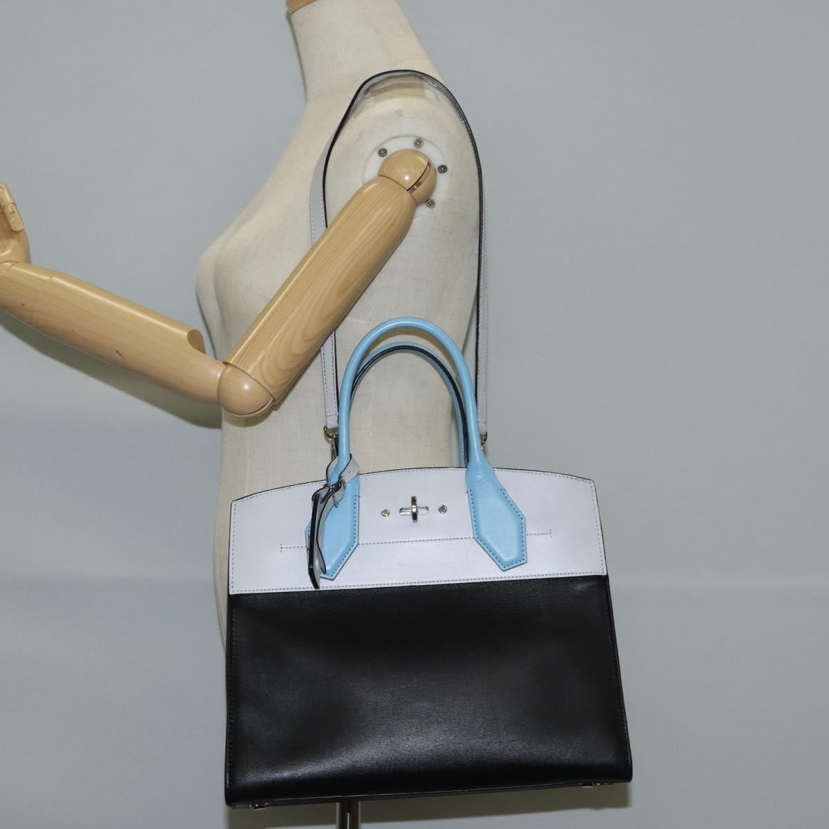 LOUIS VUITTON City Steamer MM Bag Calf leather Black Gray M42435 LV Auth BA2906A