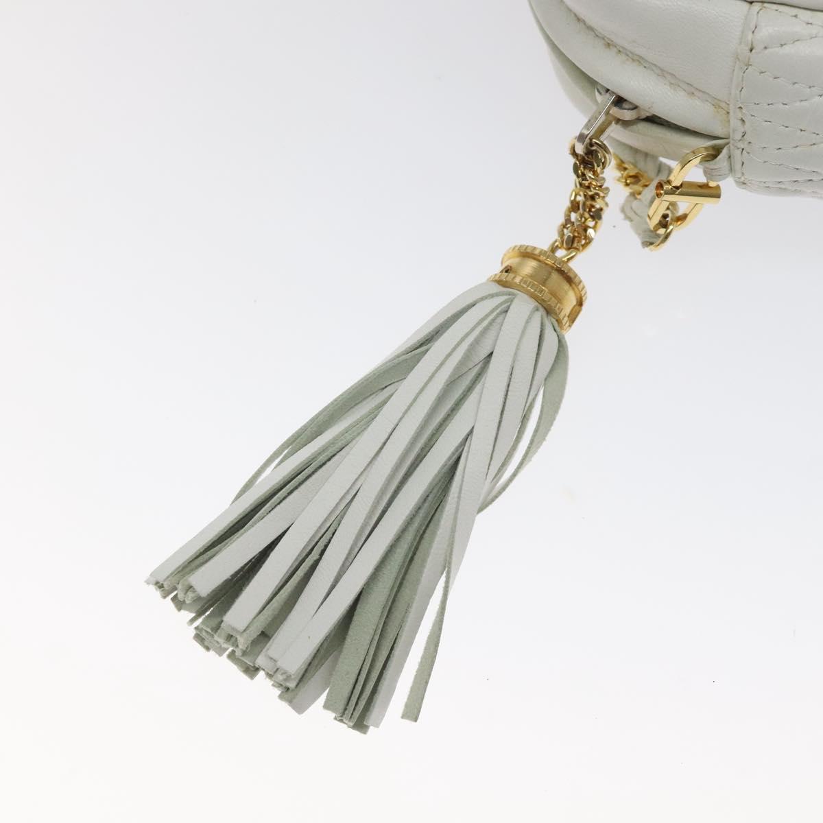 BALLY Chain Shoulder Bag Leather White Gold Auth BA2907