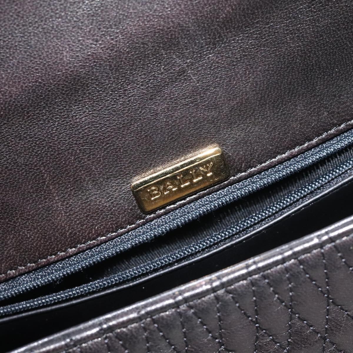 BALLY Hand Bag Leather Black Gold Auth BA2909