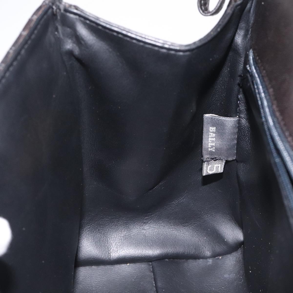 BALLY Hand Bag Leather Black Gold Auth BA2909