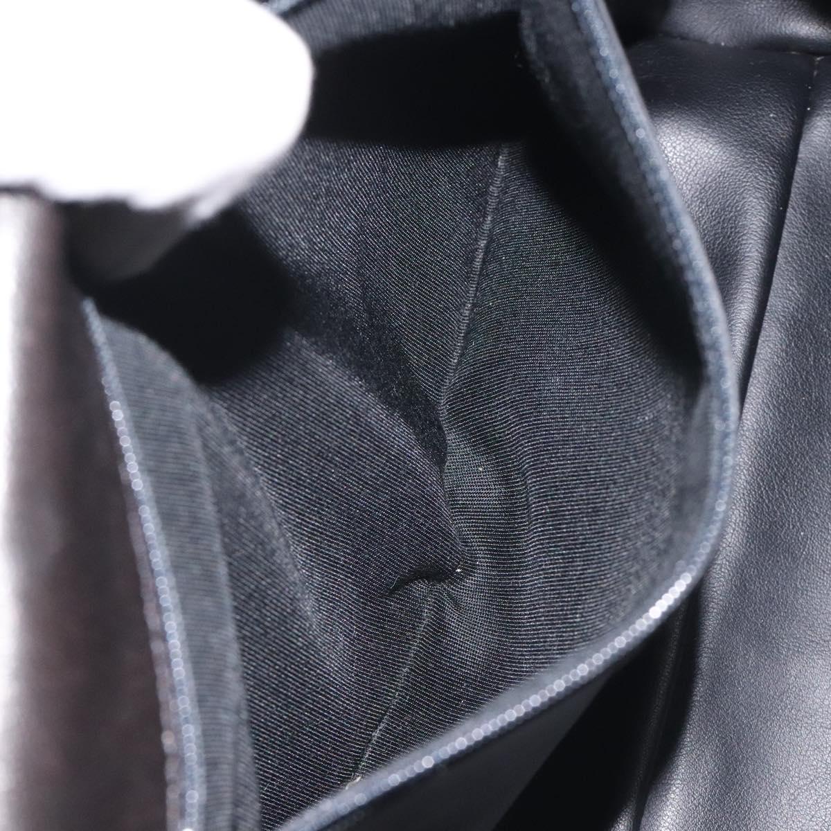 BALLY Hand Bag Leather Black Gold Auth BA2909