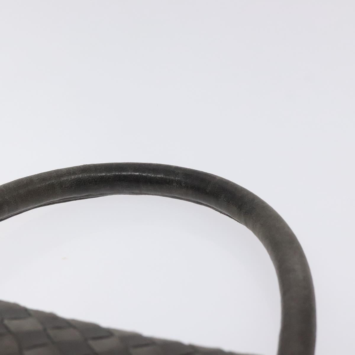 BALLY Hand Bag Leather Gray Gold Auth BA2912