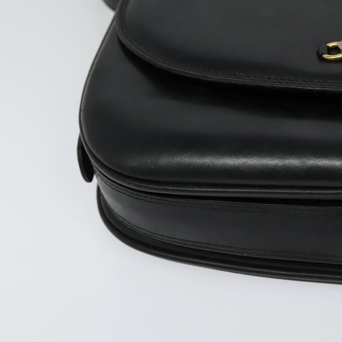 BALLY Shoulder Bag Leather Black Gold Auth BA2914