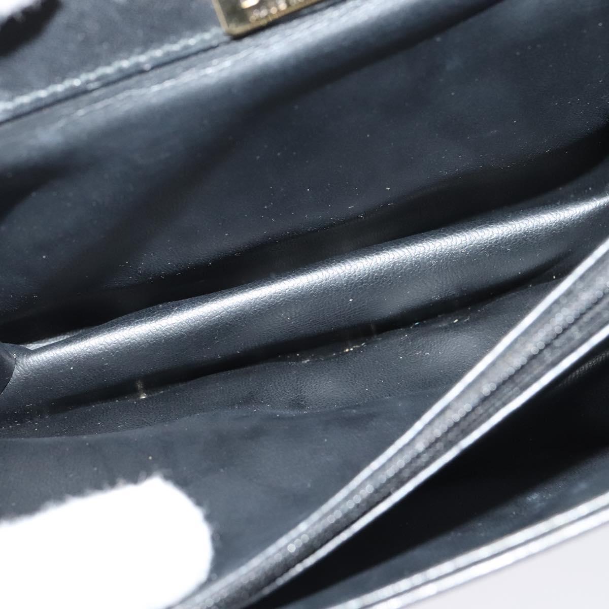 BALLY Shoulder Bag Leather Black Gold Auth BA2914